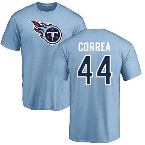 Tennessee Titans Men Light Blue Kamalei Correa Name and Number Logo NFL Football #44 T Shirt->tennessee titans->NFL Jersey